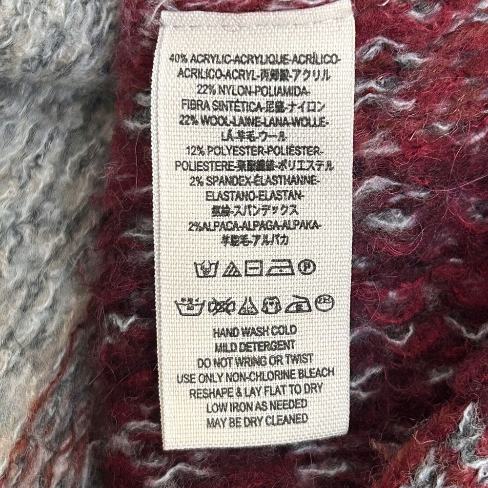 Free People Poncho Sweater Women Medium Willow Diamond Fair Isle Boho Wool Blend - Picture 10 of 11